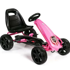 Go Kart Pedal Car Kids Ride On Toys Pedal Powered 4 Wheel Adjustable Seat Pink