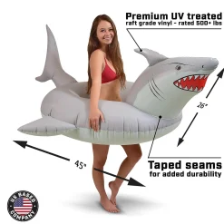 Gofloats 'Great White Bite' Shark Party Tube Inflatable Raft - Fun Pool Float For Adults And Kids