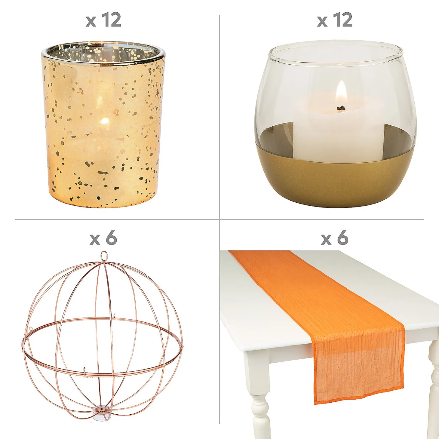 Gold Accent Centerpiece Kit For 6 Tables