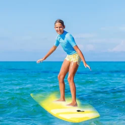 Goplus 41'' Lightweight Super Bodyboard Surfing W/Leash Ixpe Deck Eps Core Boarding Yellow