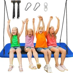 Goplus 700Lb Giant 60'' Platform Tree Swing Outdoor W/ 2 Hanging Straps Blue