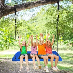 Goplus 700Lb Giant 60'' Platform Tree Swing Outdoor W/ 2 Hanging Straps Blue