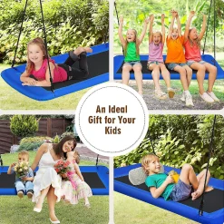 Goplus 700Lb Giant 60'' Platform Tree Swing Outdoor W/ 2 Hanging Straps Blue