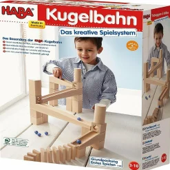 Haba Ball Track Starter Set - 44 Piece Wooden Marble Run