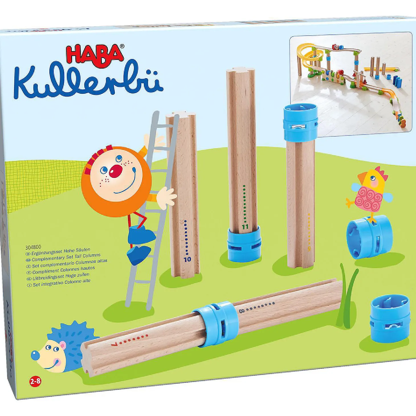 Haba Kullerbu Expansion Set - Tall Columns - 10 Piece Set For Creating Extra Tall Ball Track Layouts