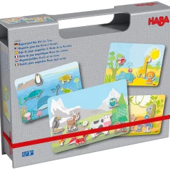 Haba Magnetic Game Box World Of Animals In Their Habitats - 62 Magnetic Pieces In Cardboard Carrying Case With 4 Background Scenes