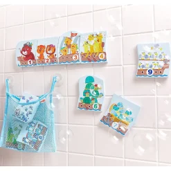 Haba Numbers Puzzle In Net - 10 Piece Counting Bath Toy With Suction Cup Storage Net