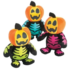 Halloween Spookadelic Stuffed Skeletons With Jack-O'-Lantern Head - 12 Pc.