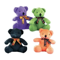 Halloween Stuffed Bears With Ribbon - 12 Pc.