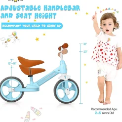 Honey Joy Toddler Balance Bike W/ Feet Rests For 2-5 Yr Blue