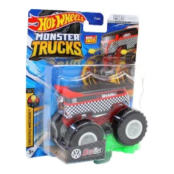 Hot Wheels Monster Trucks 1:64 Scale Dragbus Red, Includes Connect And Crash Car
