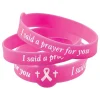 I Said A Prayer For You Pink Ribbon Rubber Bracelets - 24 Pc.