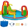 Inflatable Kids Water Slide Park With Climbing Wall Water Cannon And Splash Pool