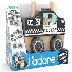 J'Adore Police Car Wooden Stacking Toy