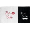 Kovot Her Side His Side Towel With Mustache And Red Lips. For Mr. And Mrs. Beach Or Bath, 30 Inch X 56 Inch