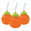 Lil' Pumpkin Bpa-Free Plastic Cups With Lids & Straws - 12 Ct.