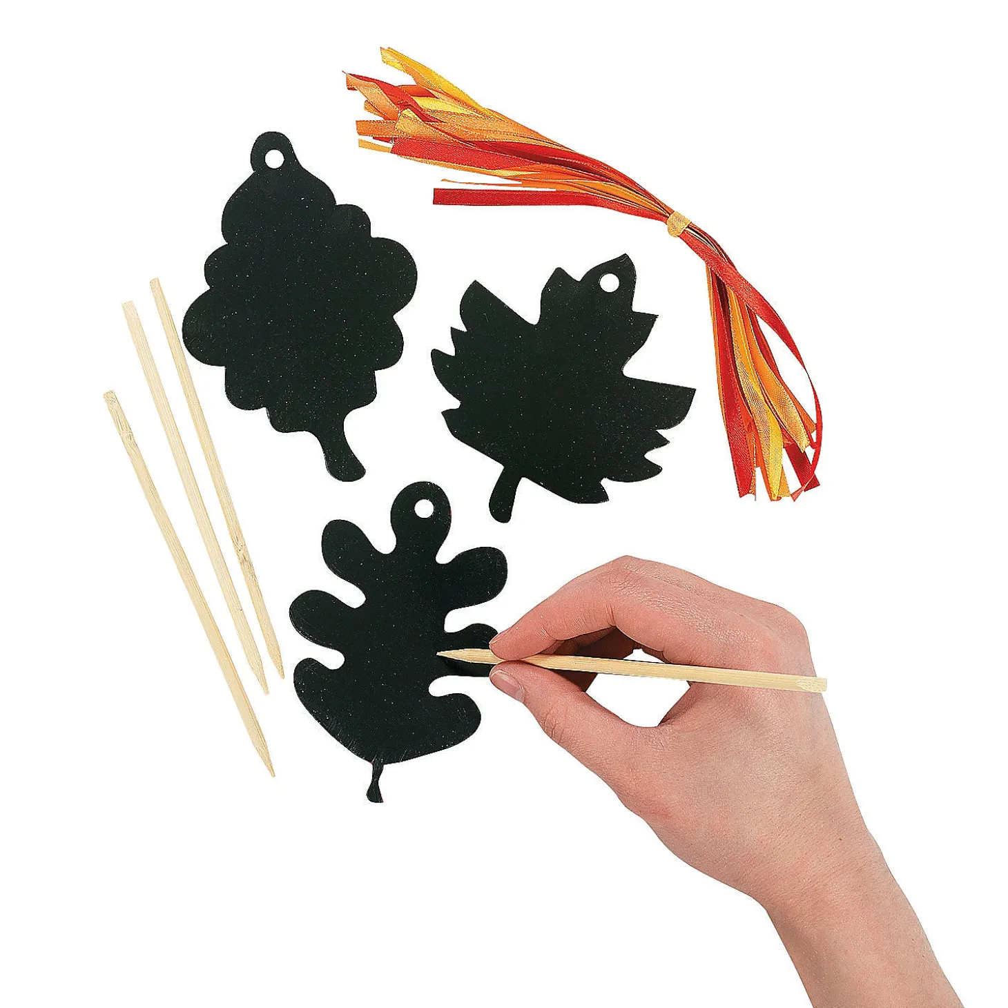 Magic Color Scratch Black Fall Leaves - 24 Pc.