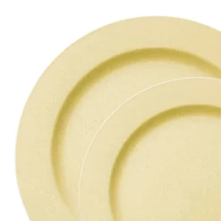 Matte Bright Yellow Round Disposable Plastic Dinnerware Value Set (40 Dinner Plates + 40 Salad Plates)