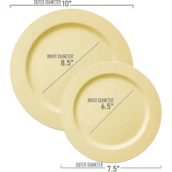 Matte Bright Yellow Round Disposable Plastic Dinnerware Value Set (40 Dinner Plates + 40 Salad Plates)
