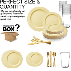 Matte Bright Yellow Round Disposable Plastic Dinnerware Value Set (20 Settings)