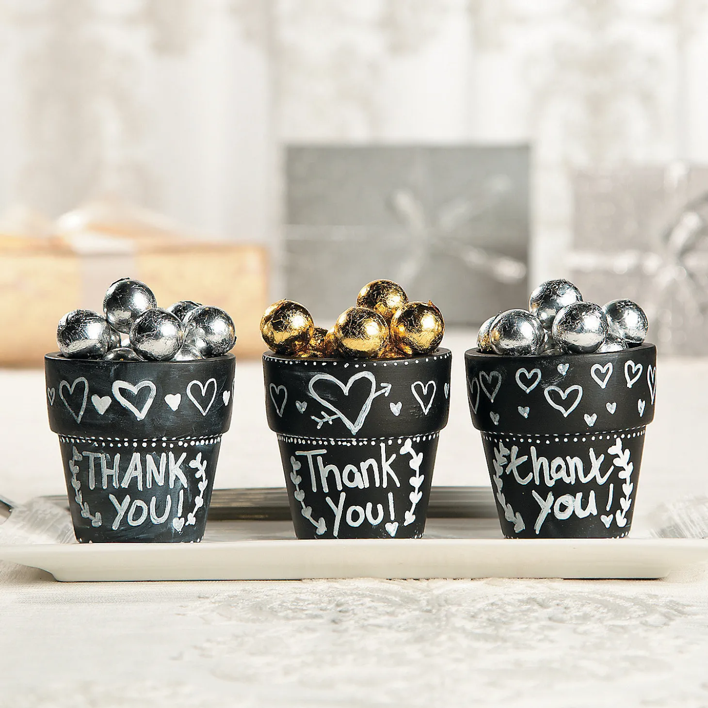 Mini Ceramic Chalkboard Flower Pots - 12 Pc.
