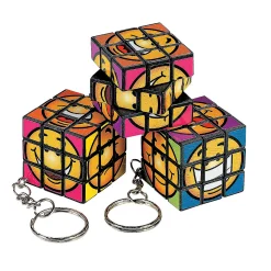 Mini Fun Puzzle Cube Keychains - 12 Pc.