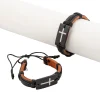 Natural Leather Cross Bracelets - 12 Pc.