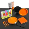 Orange & Black Tableware Kit For 48