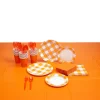 Orange Plaid Tableware Kit For 8 Guests