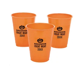 Personalized Halloween Jack-O'-Lantern Solid Color Plastic Cups - 40 Pc.