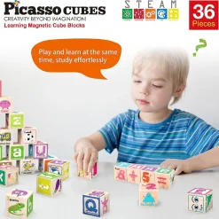 Picassotiles 36 Piece Letter & Alphabet Magnetic Cubes