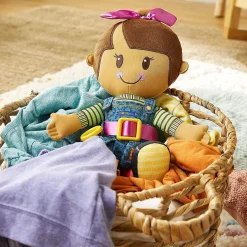 Playskool Dressy Kids Girl Doll Brunette Toddler Practice Zipper Dressed Hasbro