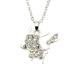 Pokemon Pikachu W/ Gems Silver Pendant Necklace