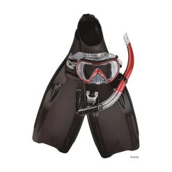 Pool Central 14+ Years - Red Swim Fins Snorkel And Goggle Pool Set - Medium
