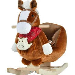Qaba Rocking Horse Plush W/Music 18-36Mo Brown