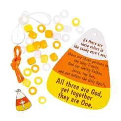 Religious Candy Corn Pony Bead Bracelet Craft Kit - Makes 12