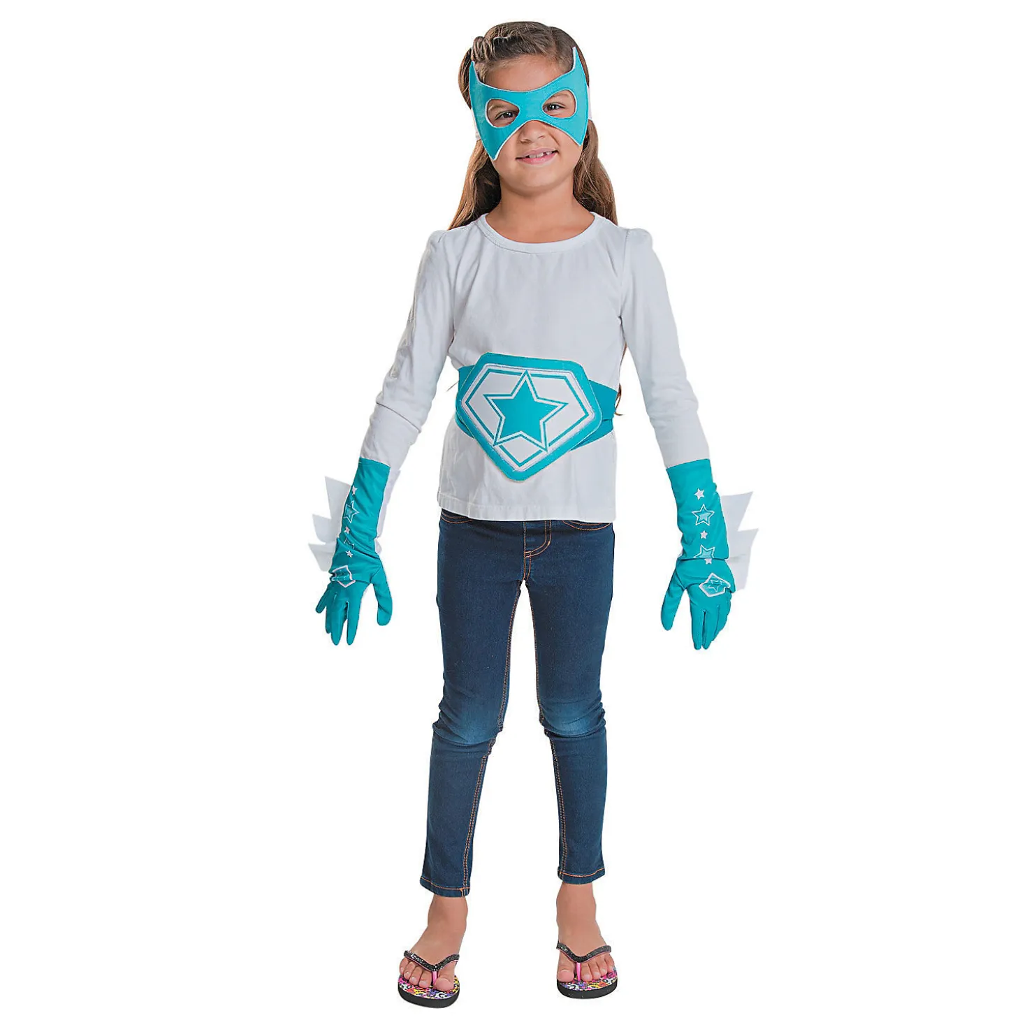 Teal & White Superhero Accessories - 4 Pc.