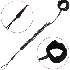 Vidaxl Sup Coiled Leash Black 10 Inch