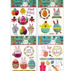 Wrapables Waterproof Temporary Tattoos For Children, 10 Sheets, Easter Eggs